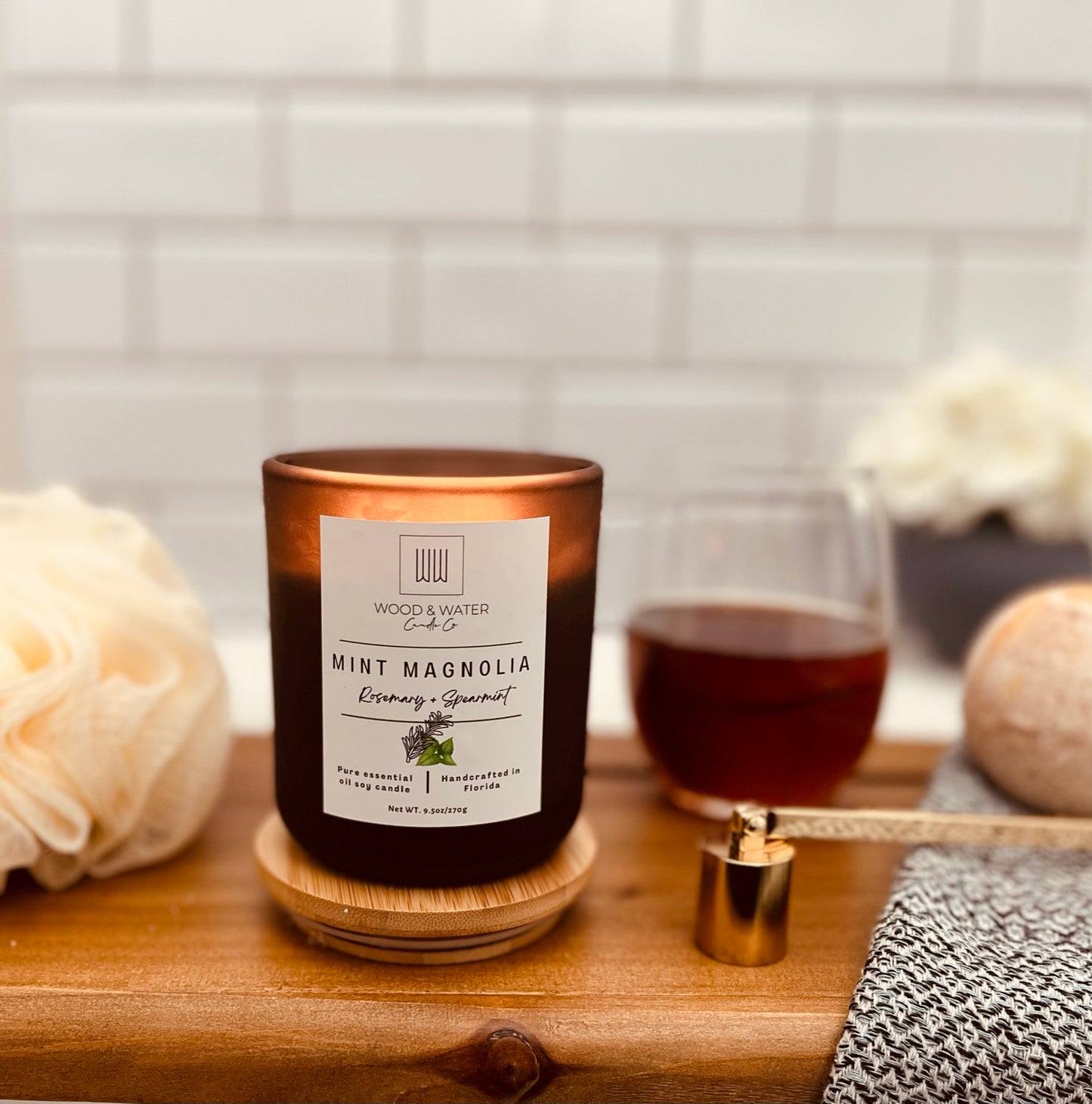 Mint Magnolia Homemade Candle